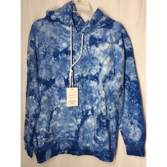 Ladies Tops - JSTDZR Tie Dye Blue Large Ladies Woman’s Pull Over Hooded Sweatshirt New NWT